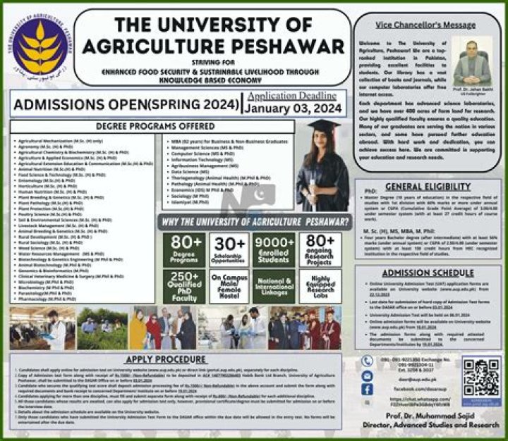 How can I apply for agriculture in Peshawar University?