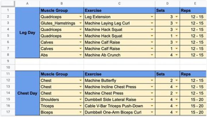 How do I create a workout log in Excel?