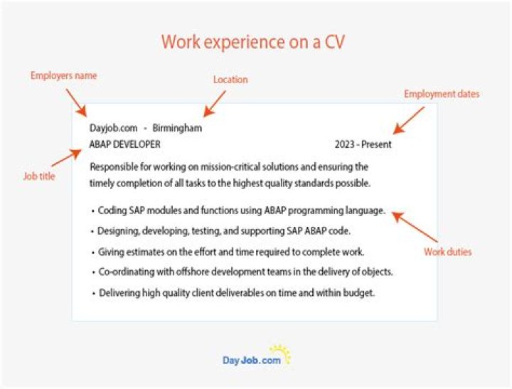 How do I describe my work experience on a CV?