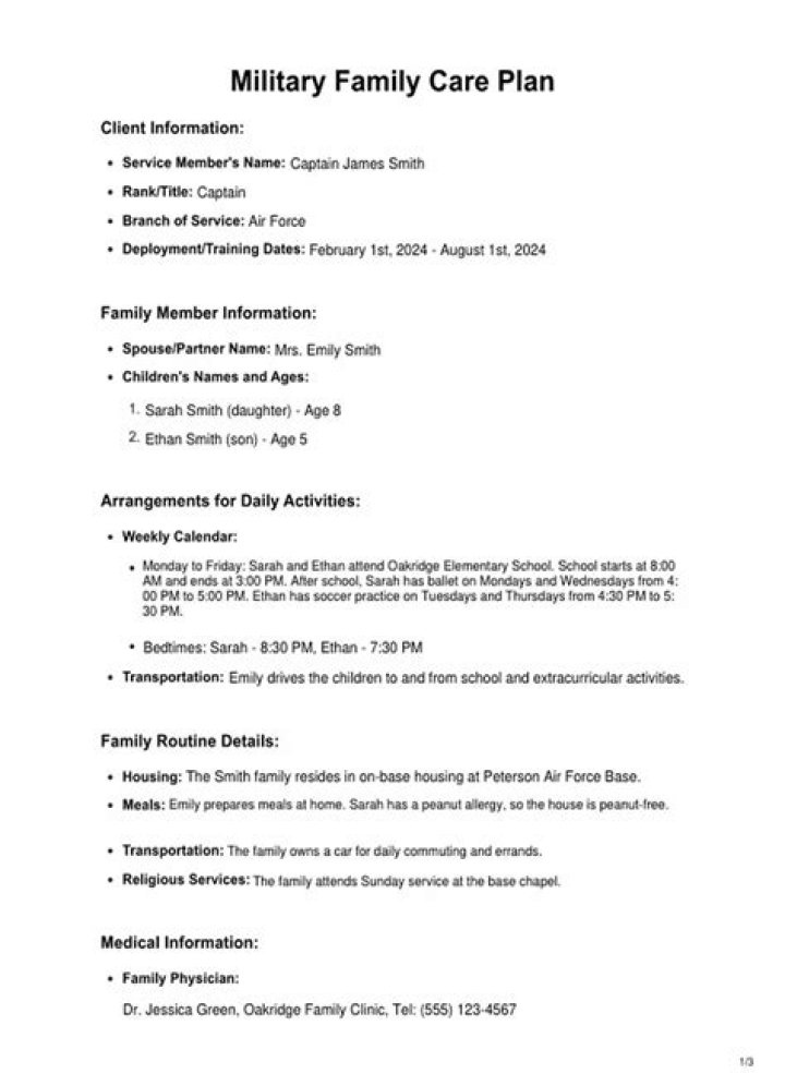 How do I fill out a family care plan?