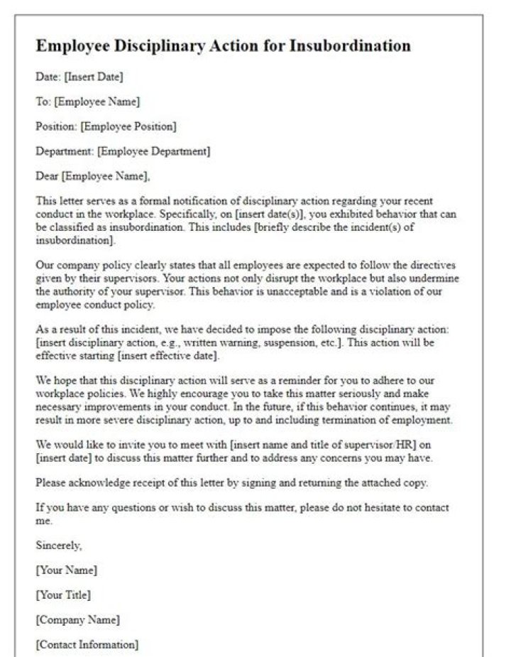 How do I write up an employee for insubordination?