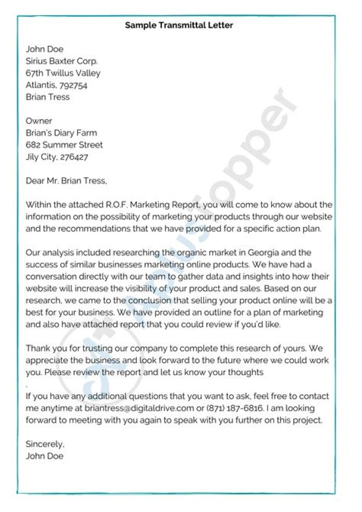 How do you write a transmittal letter?