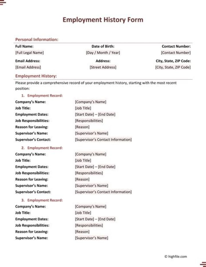 How do you write employment history?