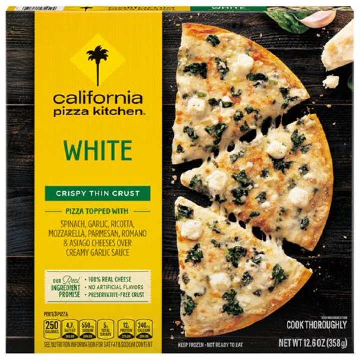 How many calories are in a California Pizza Kitchen white pizza?
