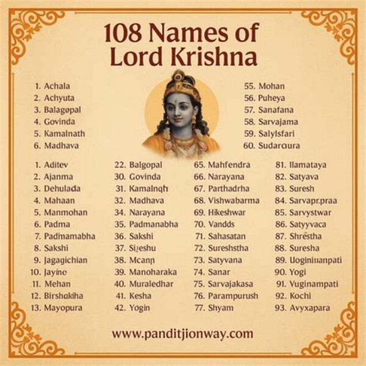 What are the 100 names of Krishna?