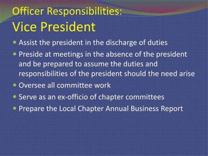 What are the responsibilities of a vice president?