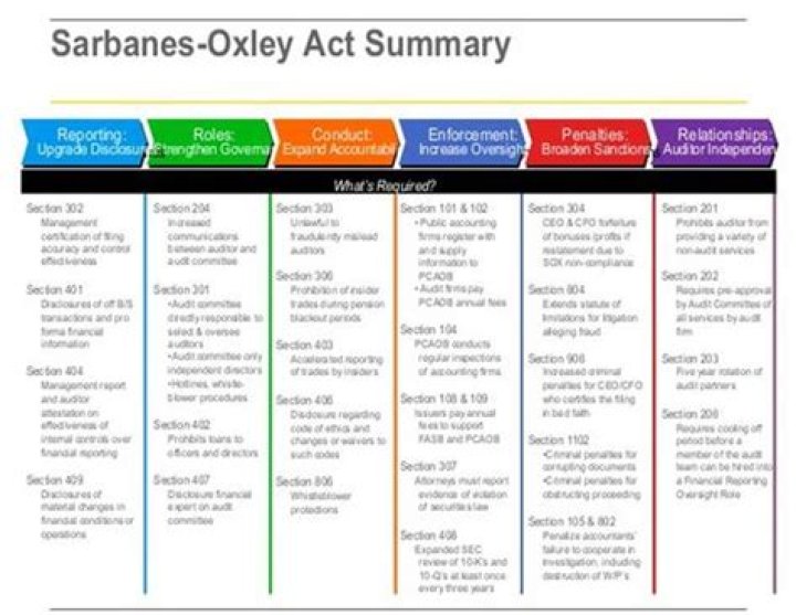 What are the sections of the Sarbanes-Oxley Act?