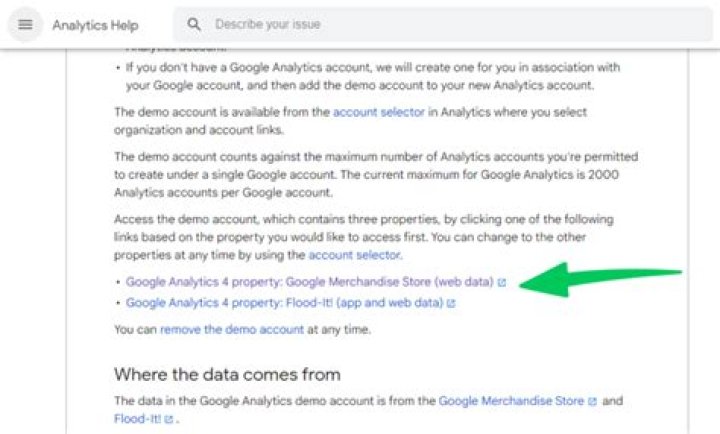 What is a Google Analytics demo account?