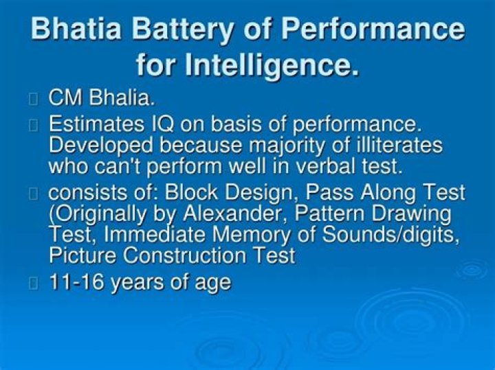 What is Bhatia battery of performance test of intelligence?