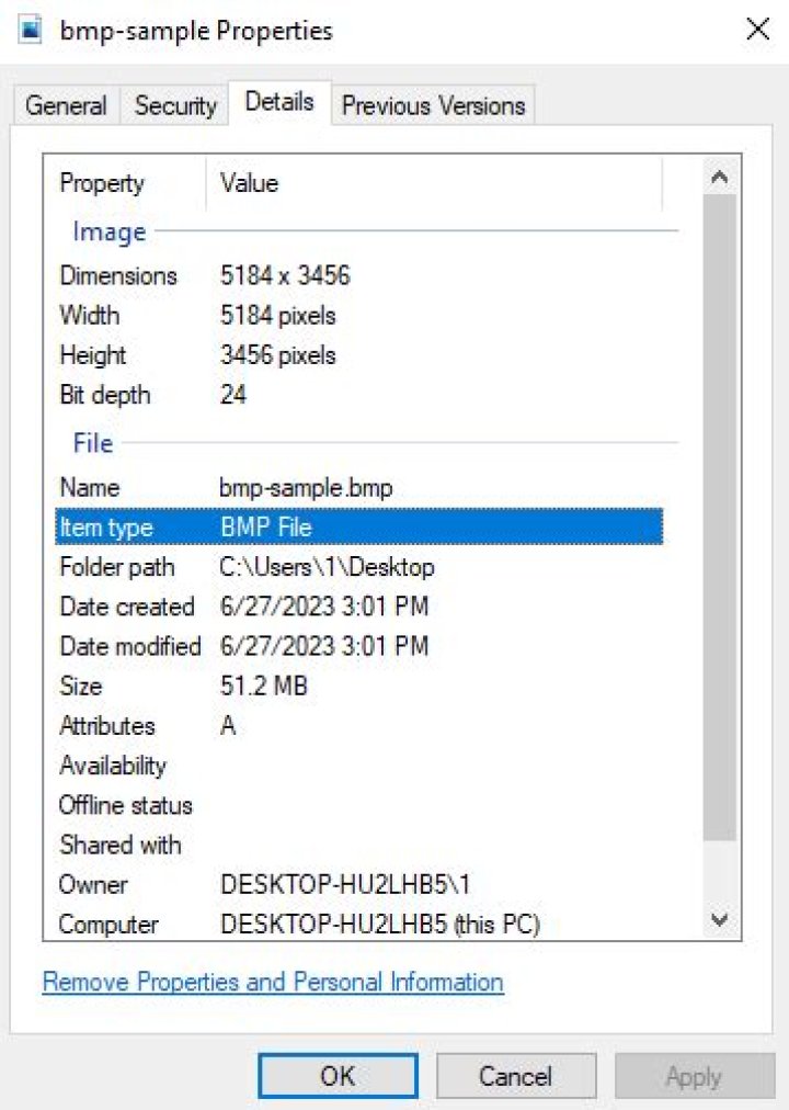 What is BMP file format used for?