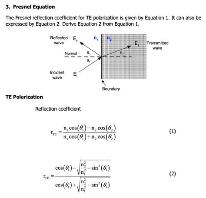 What is Fresnel reflection at interface formula?