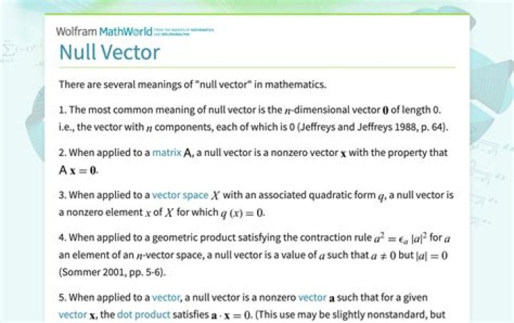 What is null vector in relativity?