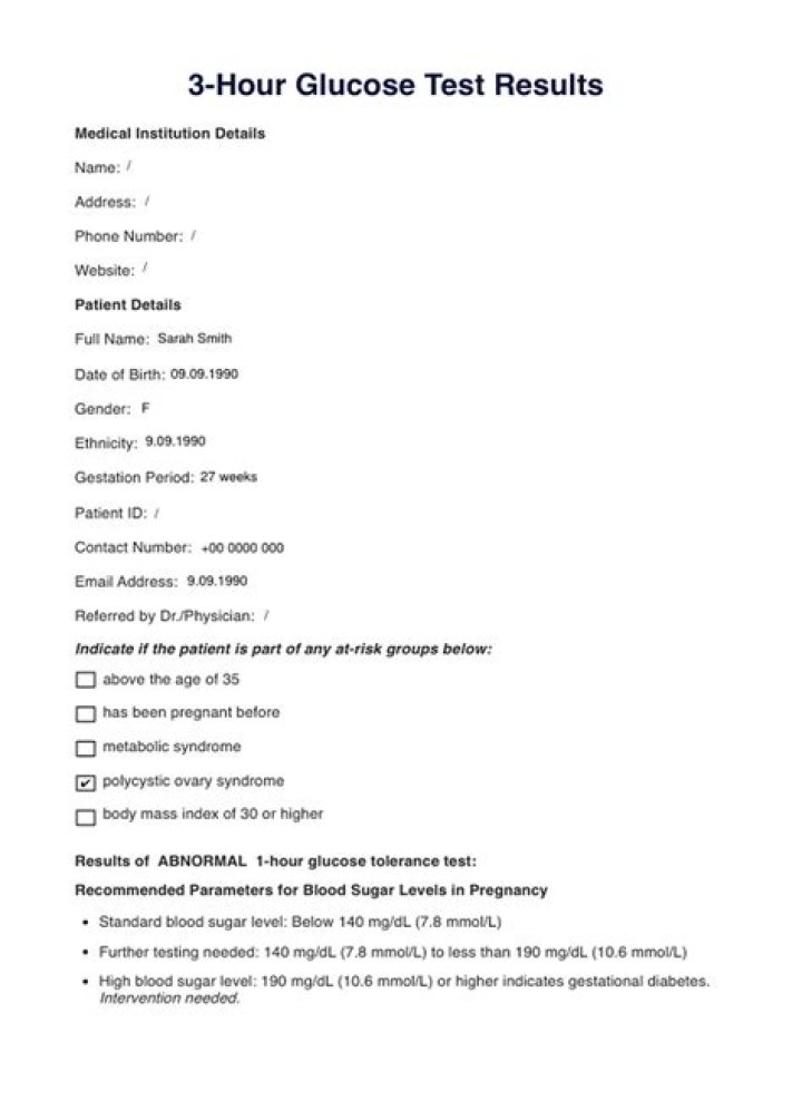 What is the cut off for 1 hour glucose test?
