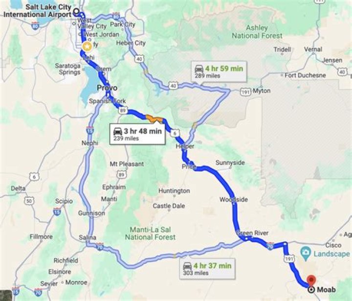 What is the drive like between Salt Lake City and Moab?
