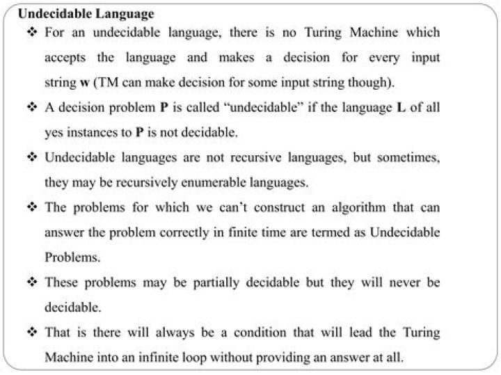 What is the meaning of partially decidable?