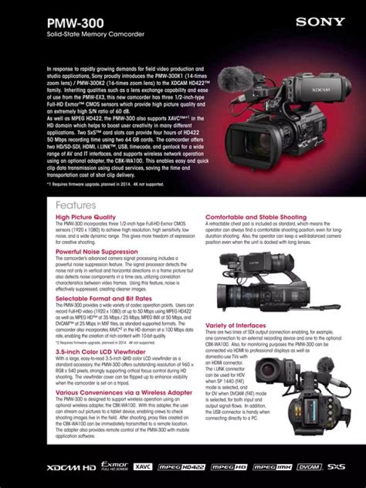 What is the Sony pmw-300k1 XDCAM HD camcorder?