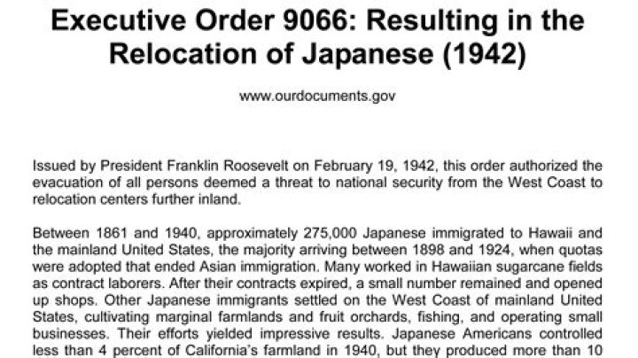 What was the main reason Executive Order 9066 was issued?