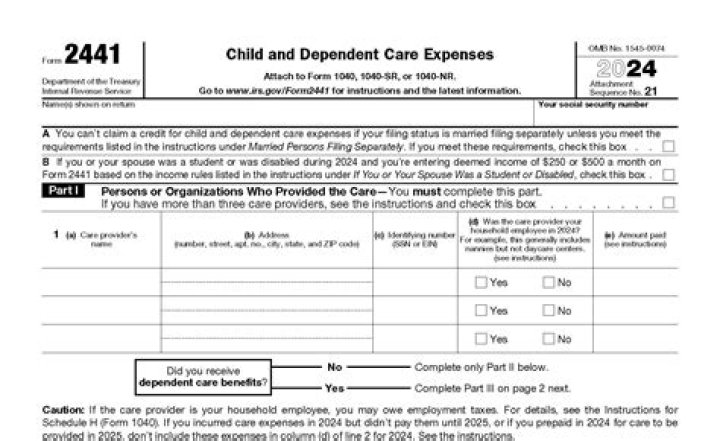 Where do child care expenses go on 1040?